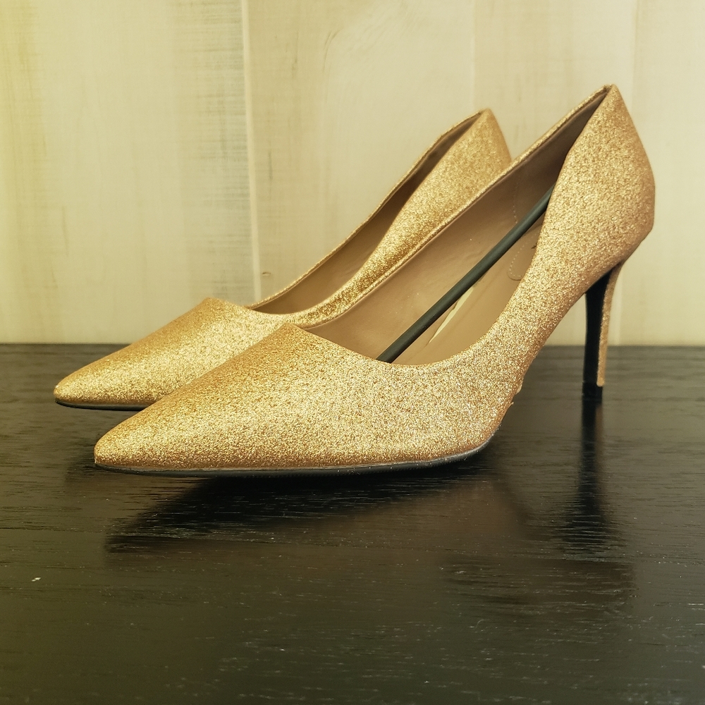 Gold Glitter Heels NWT
